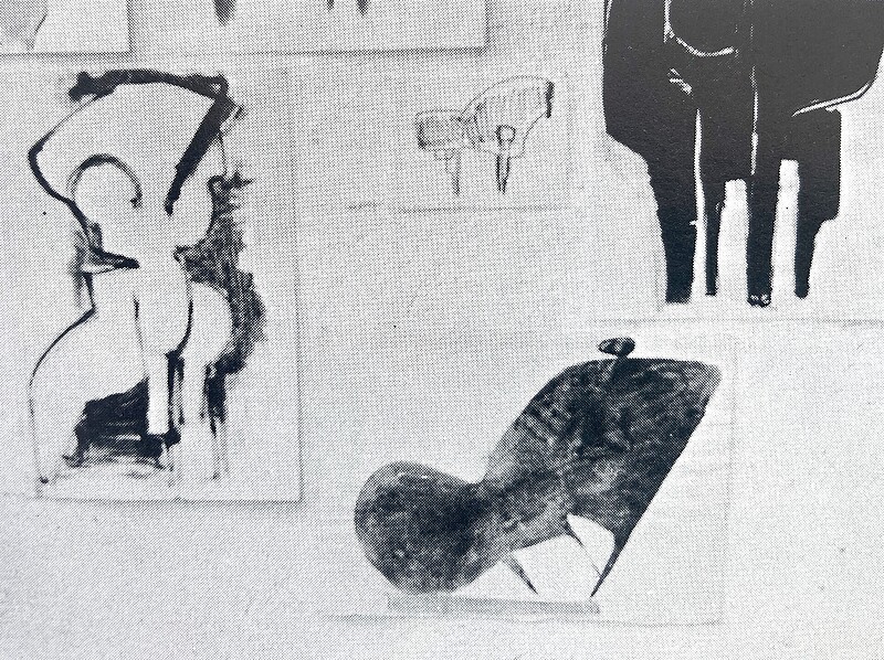 Skulptur Tier Studien  Atelierwand (1970) von Bildhauer Max Weiss