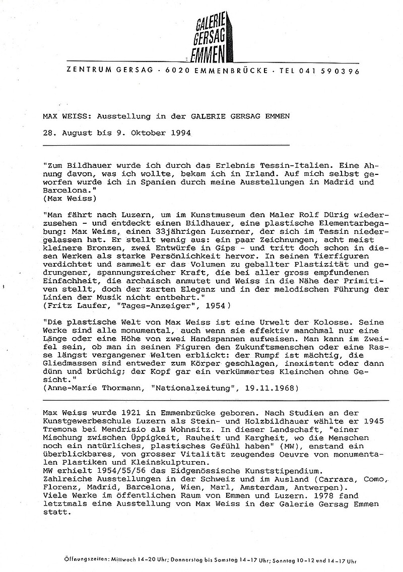 Bildhauer Max Weiss, 